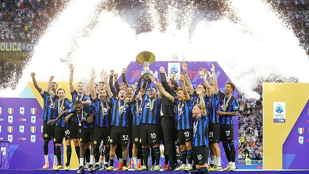 Inter Milam players celebrate the 2023/24 Serie A title. - | Photo: Spada/LaPresse via AP